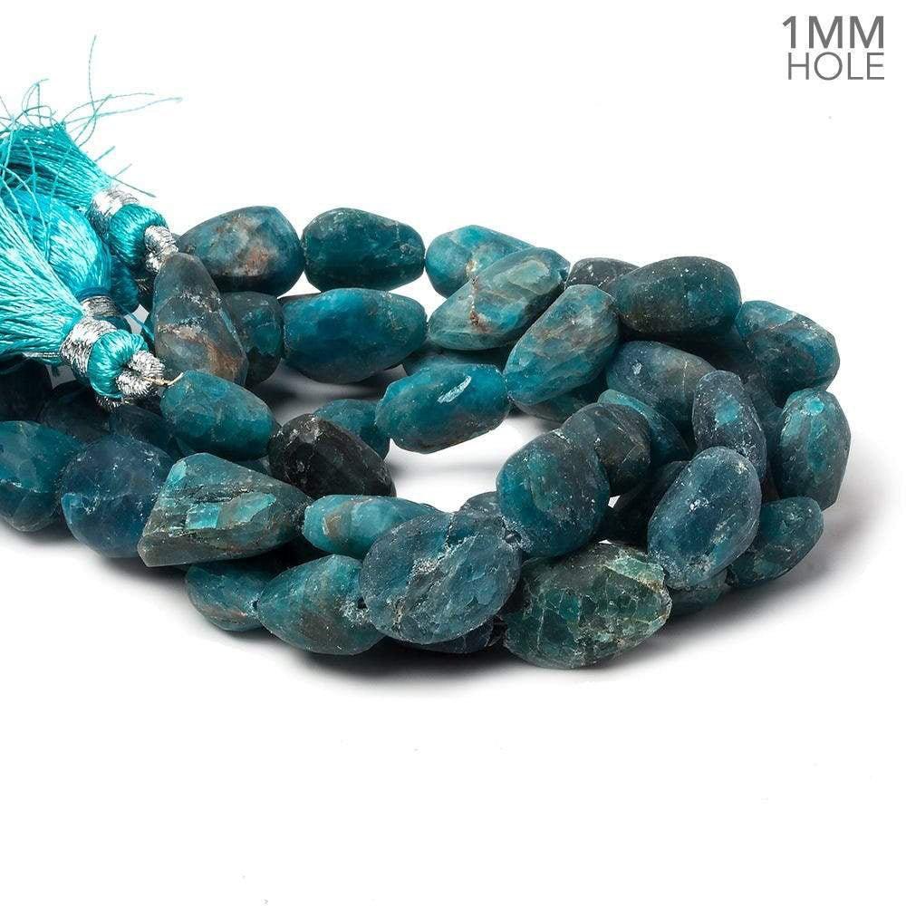11x10-14x11mm Matte Neon Apatite plain nugget beads 8 inch 12 pieces 1mm Large Hole - The Bead Traders