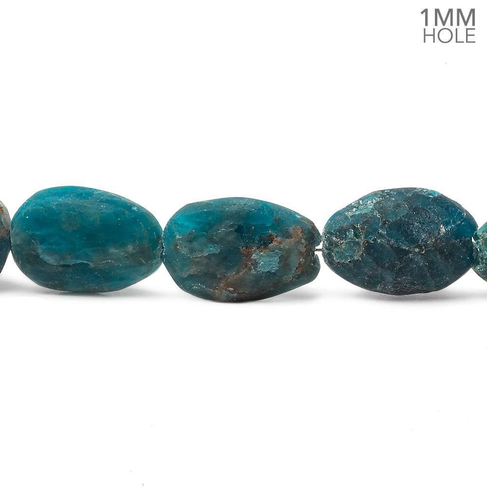 11x10-14x11mm Matte Neon Apatite plain nugget beads 8 inch 12 pieces 1mm Large Hole - The Bead Traders