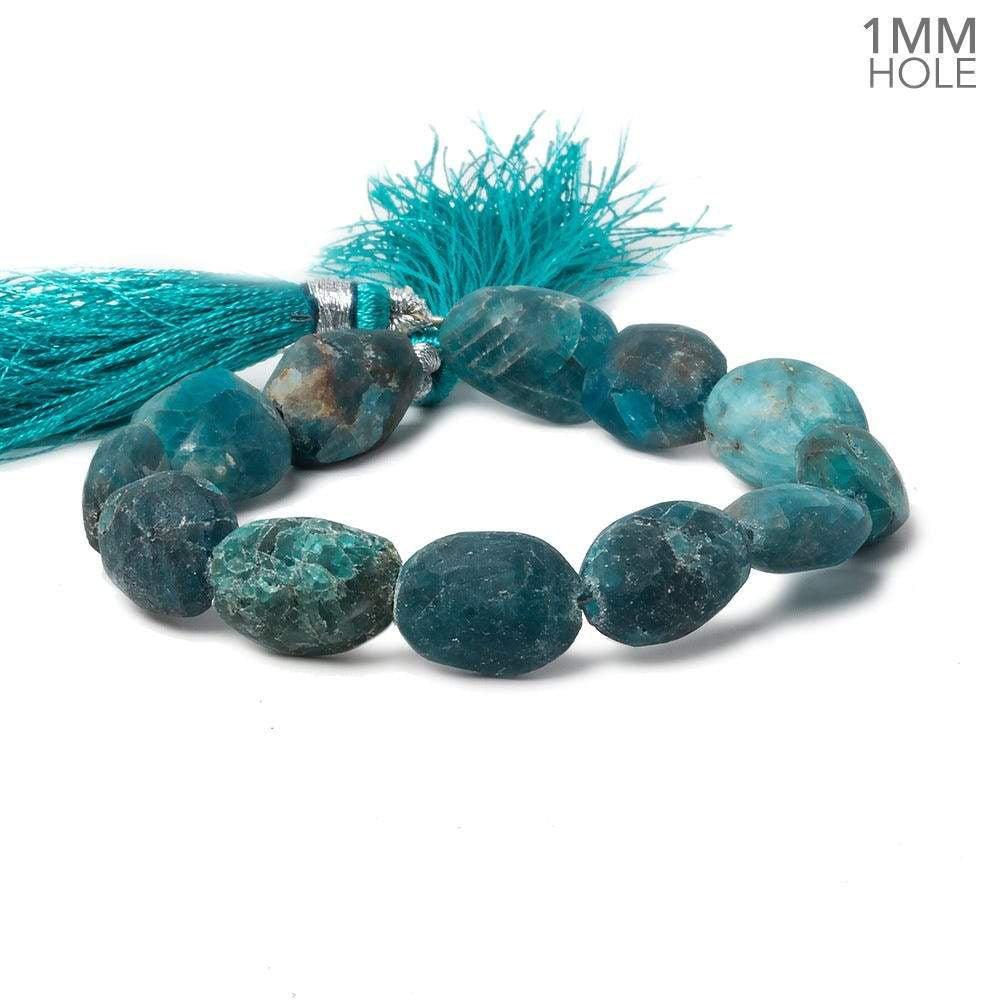 11x10-14x11mm Matte Neon Apatite plain nugget beads 8 inch 12 pieces 1mm Large Hole - The Bead Traders