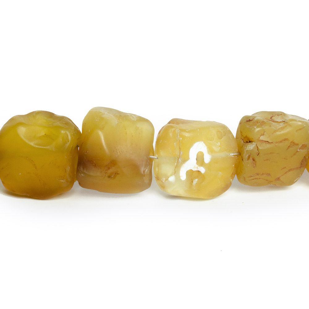 11x10-17x10mm Lemon Drop Yellow Agate Tumbled Hammer Faceted Rectangle 8 inch 18 pcs - The Bead Traders