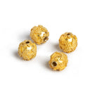11x10mm Gold Plated Copper Bali Rounds Set of 4 Beads - The Bead Traders