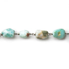 11x10mm Larimar Faceted Nugget Black Gold Chain 22 beads - The Bead Traders