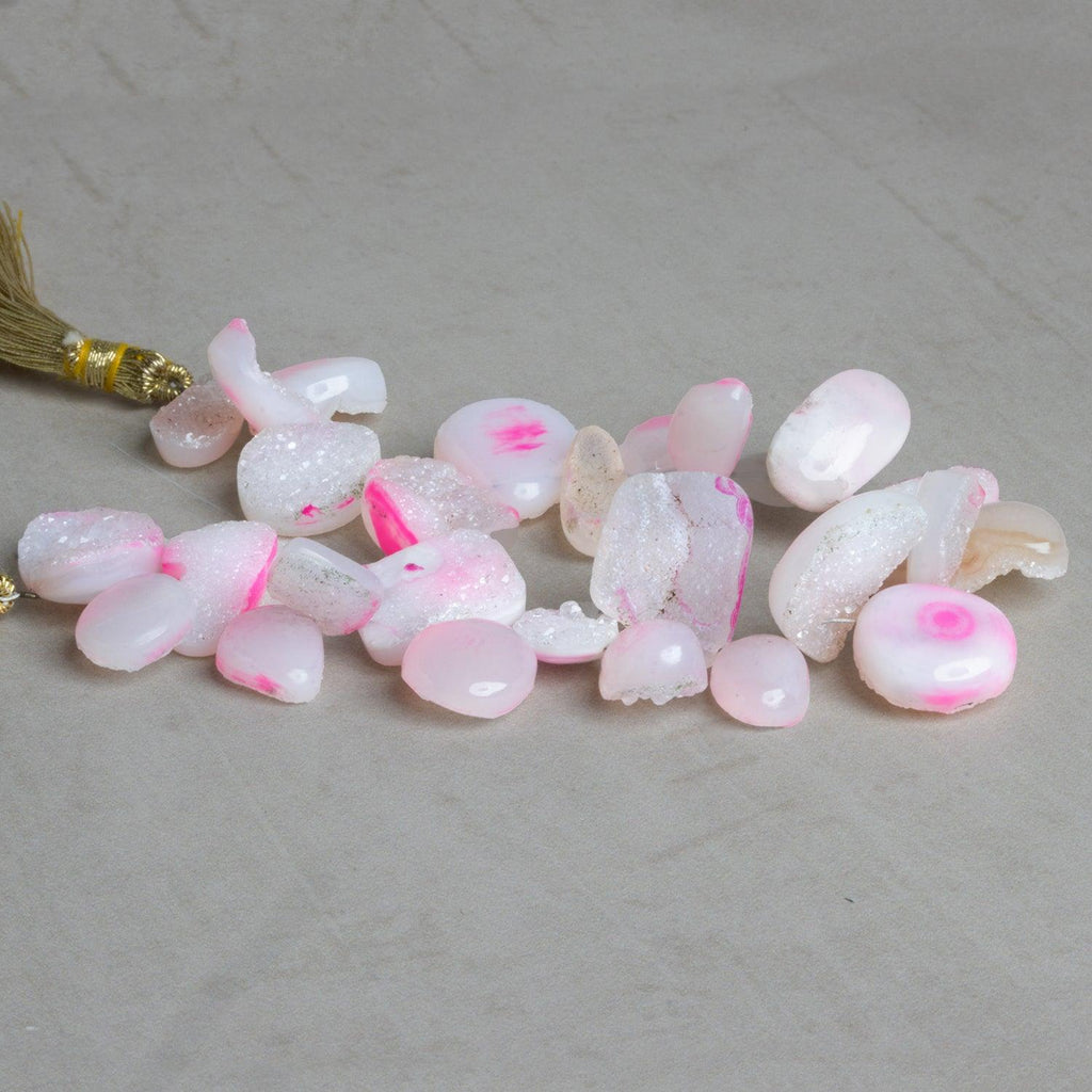 11x10mm Pink Drusy Nuggets 6 inch 29 beads - The Bead Traders