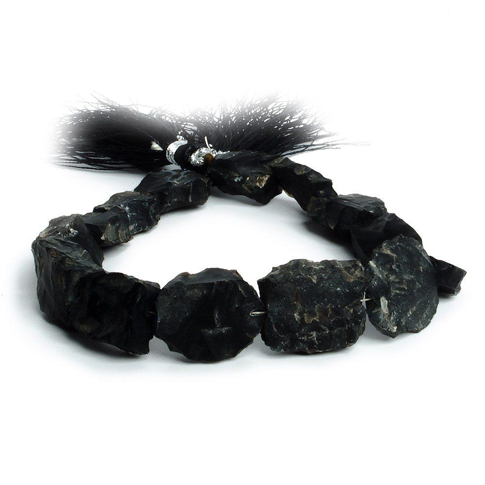 11x11-12x14mm Black Agate Hammer Faceted Square & Rectangle Beads 8 inch 13 piece - The Bead Traders