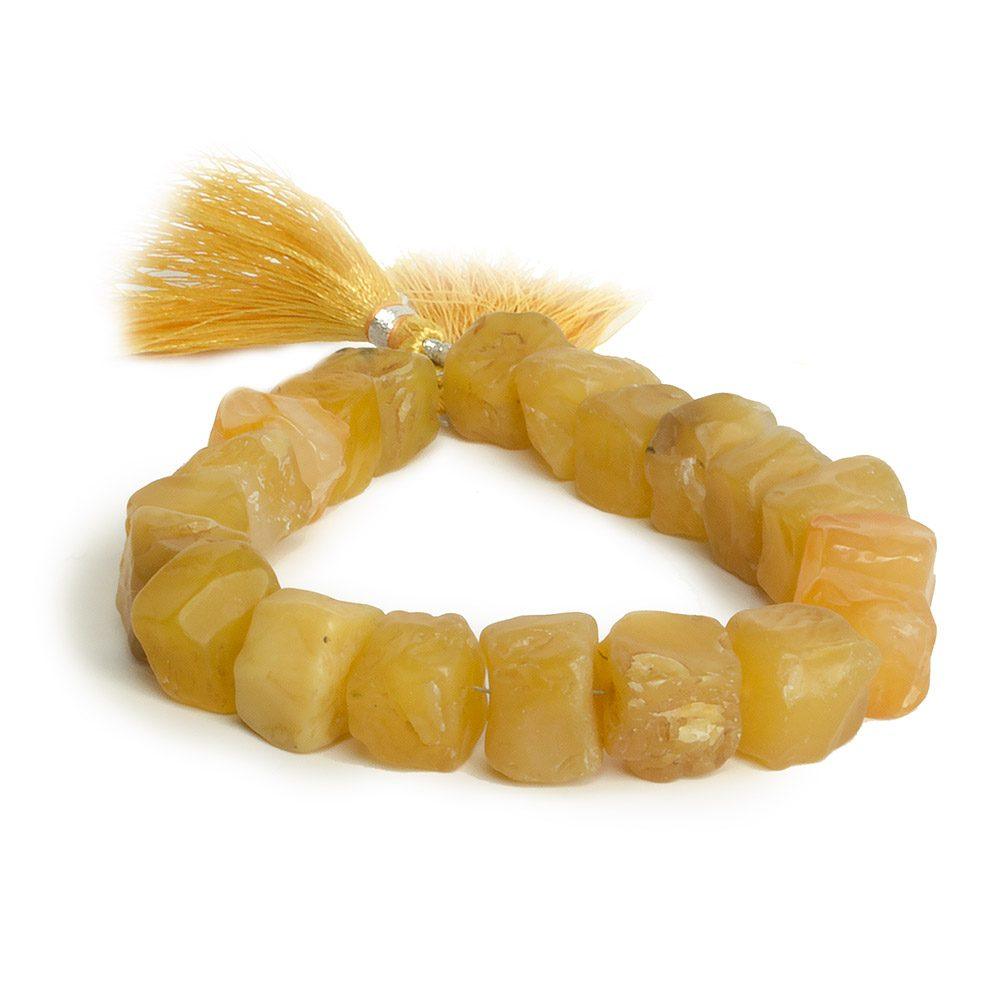 11x11-13x13mm Lemon Drop Yellow Agate Hammer Faceted Cube 8 inch 17 pieces - The Bead Traders