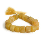 11x11-13x13mm Lemon Drop Yellow Agate Hammer Faceted Cube 8 inch 17 pieces - The Bead Traders