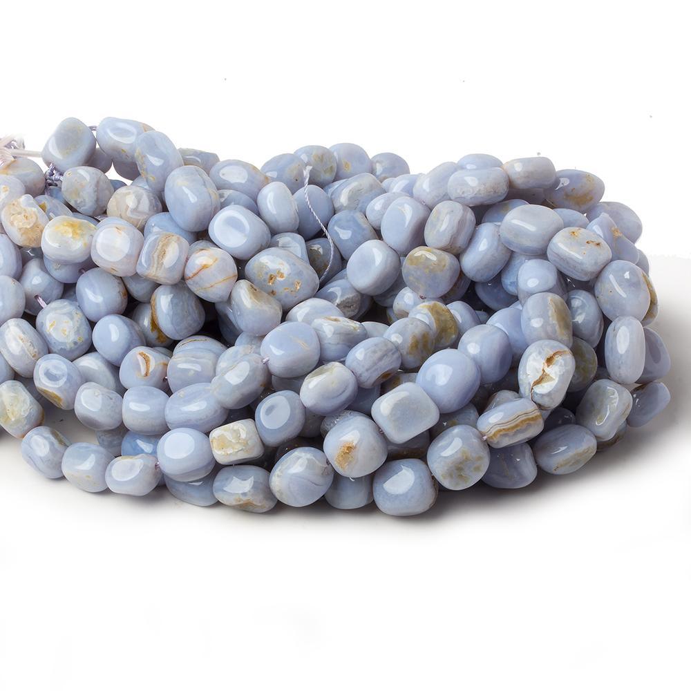 11x11-15x11mm Natural Blue Lace Agate plain cubed nugget beads 15 inch 32 pieces - The Bead Traders