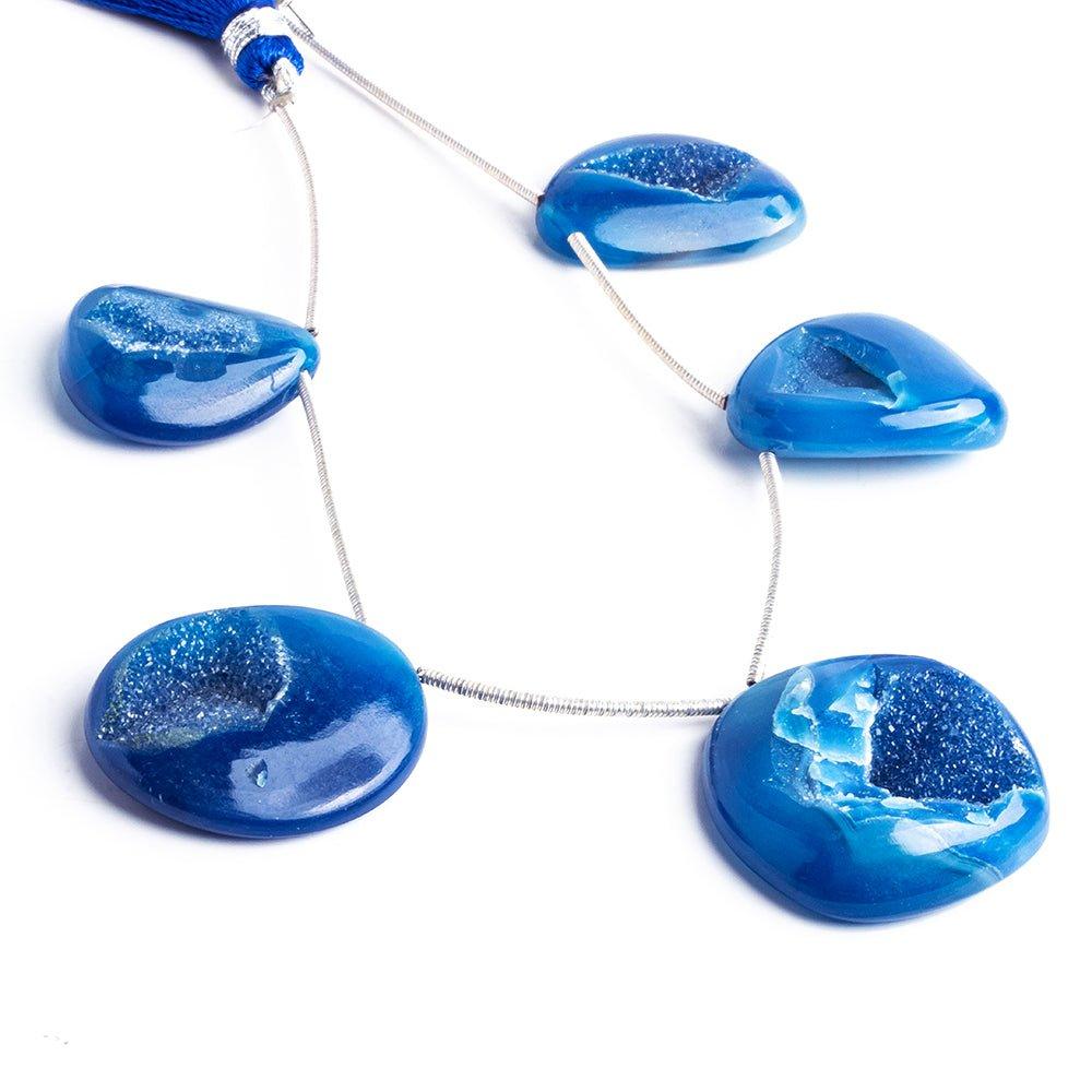 11x11-33x11mm Borealis Blue Agate Drusy Focal Bead Strand 7 pieces - The Bead Traders