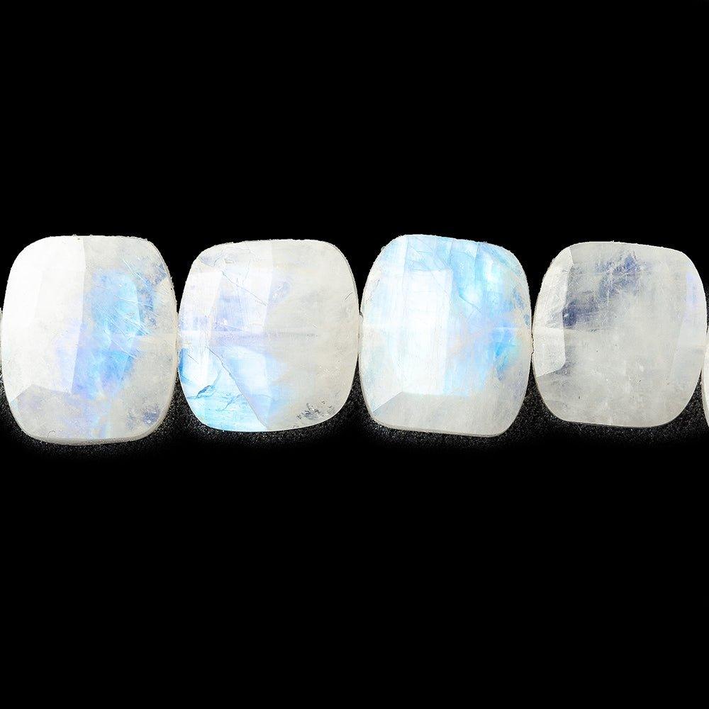 11x13-15x12mm Rainbow Moonstone side drilled faceted cushions 7.5 inch 17 beads - The Bead Traders