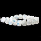 11x13-15x12mm Rainbow Moonstone side drilled faceted cushions 7.5 inch 17 beads - The Bead Traders