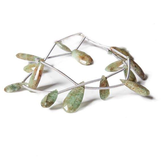 11x6-18x8mm Organic Green Kyanite Faceted Pear - Lot of 6 strands - The Bead Traders