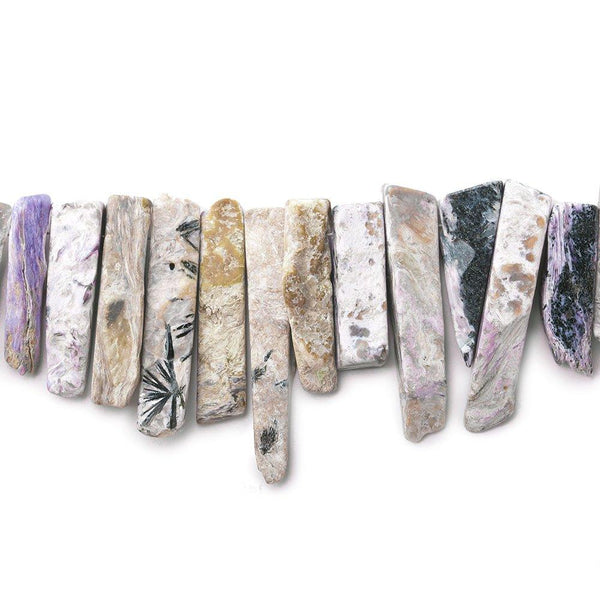 16x6mm Charoite Elongated Chips 8 inch 34 beads