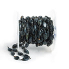 11x7mm Black Tiger's Eye Oval Black Gold Chain - Lot of 11ft - The Bead Traders