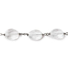 11x7mm Crystal Quartz faceted oval Black Gold plated Chain by the foot 17 beads - The Bead Traders