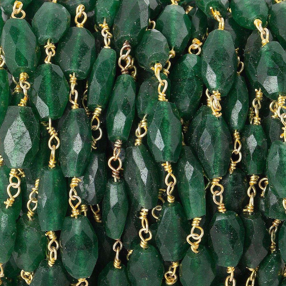 11x7mm Green Aventurine faceted oval Gold plated Chain by the foot 17 beads - The Bead Traders