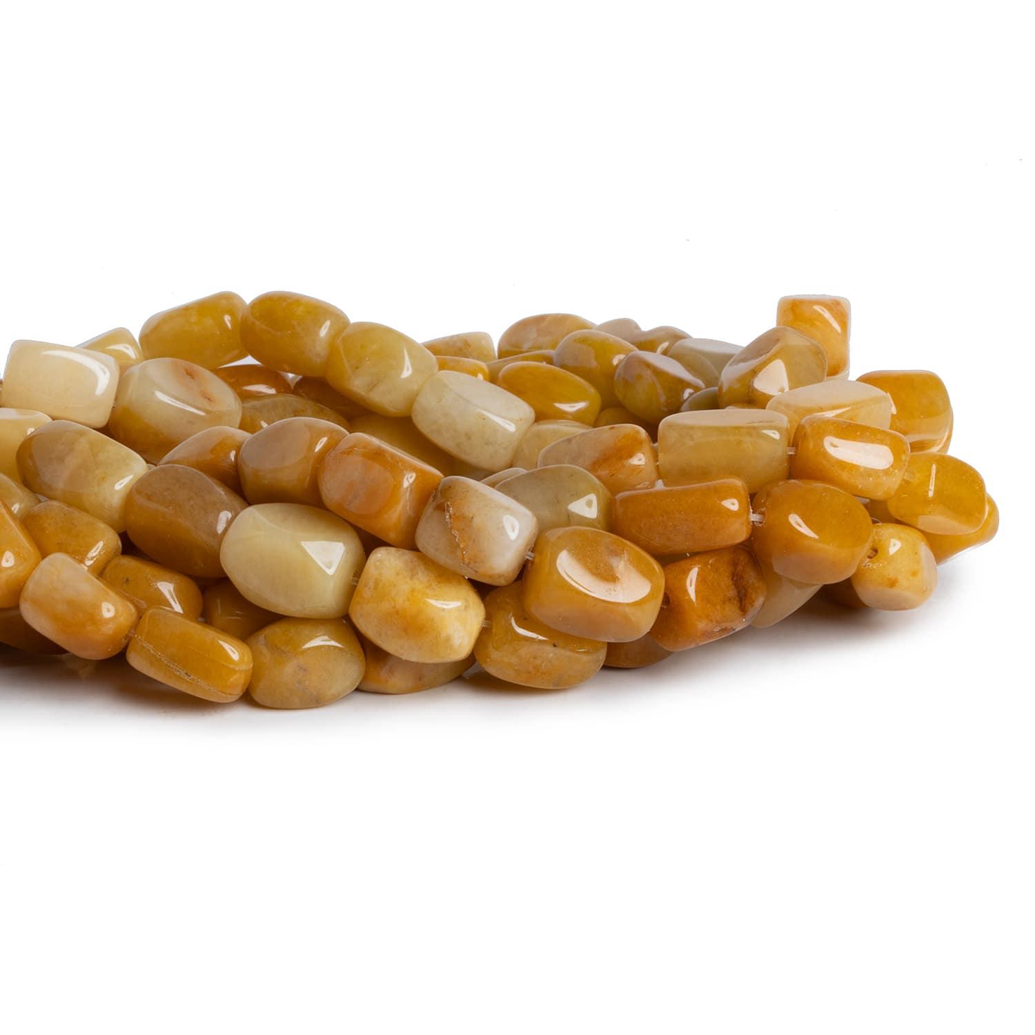 11x7mm Yellow Jade Rectangle Nuggets 15 inch 33 beads - The Bead Traders