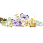 11x8-18x11mm Multi Gemstone faceted pear briolette 8 inch 51 beads - The Bead Traders