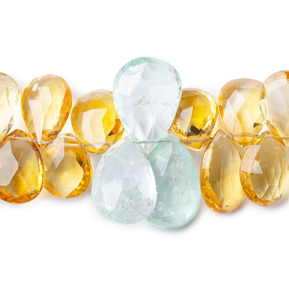 11x8-18x11mm Multi Gemstone faceted pear briolette 8 inch 51 beads - The Bead Traders
