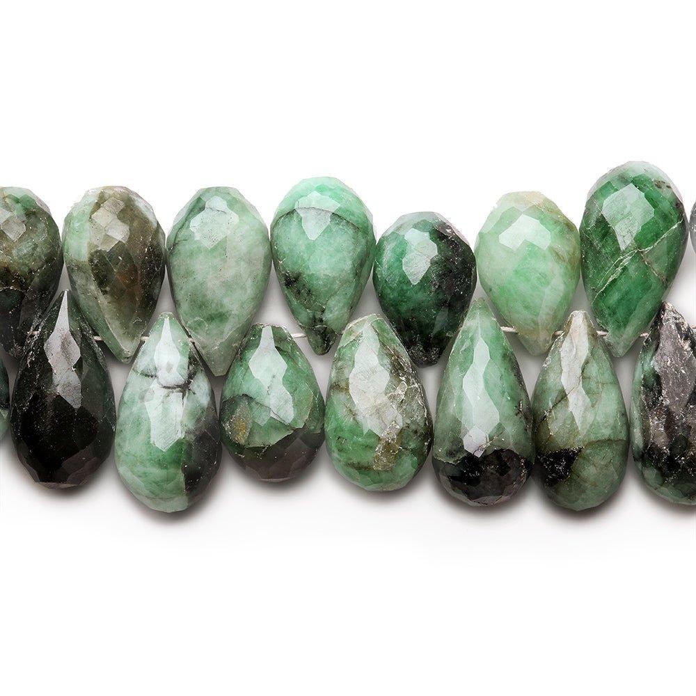 11x8-18x8mm Emerald Faceted Tear Drop beads 8 inch 58 pieces - The Bead Traders