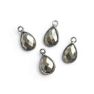 11x8mm Black Gold Bezel Pyrite Pear Pendants Set of 4 - The Bead Traders