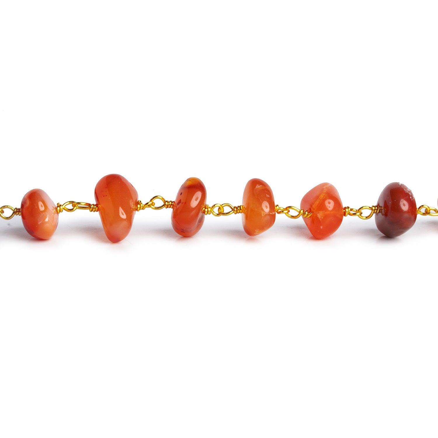11x8mm Carnelian Plain Nugget Gold Plated Chain 25 beads - The Bead Traders