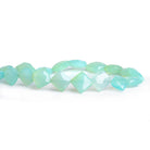 11x8mm Seablue Chalcedony Faceted Pillows 8 inch 16 beads - The Bead Traders