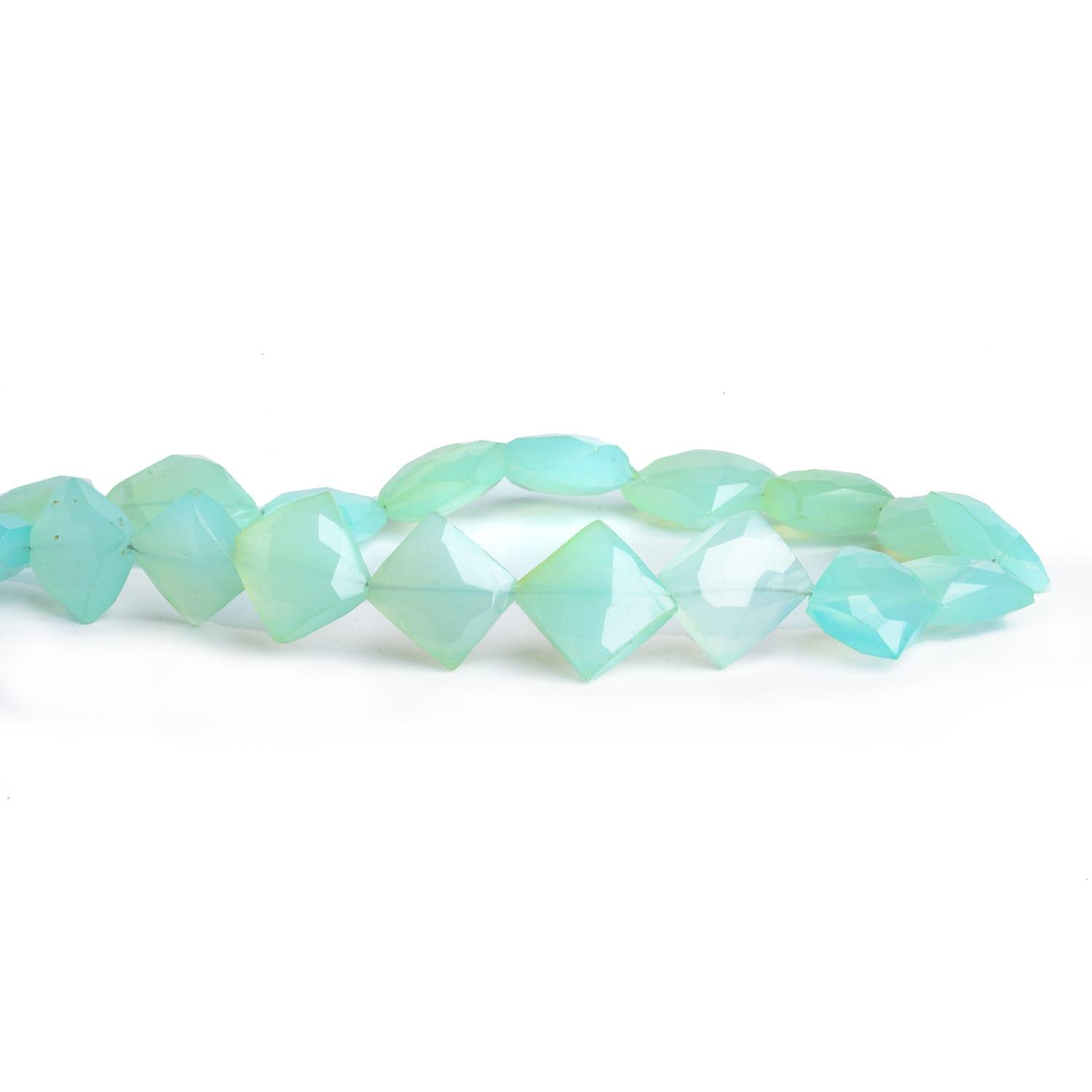 11x8mm Seablue Chalcedony Faceted Pillows 8 inch 16 beads - The Bead Traders