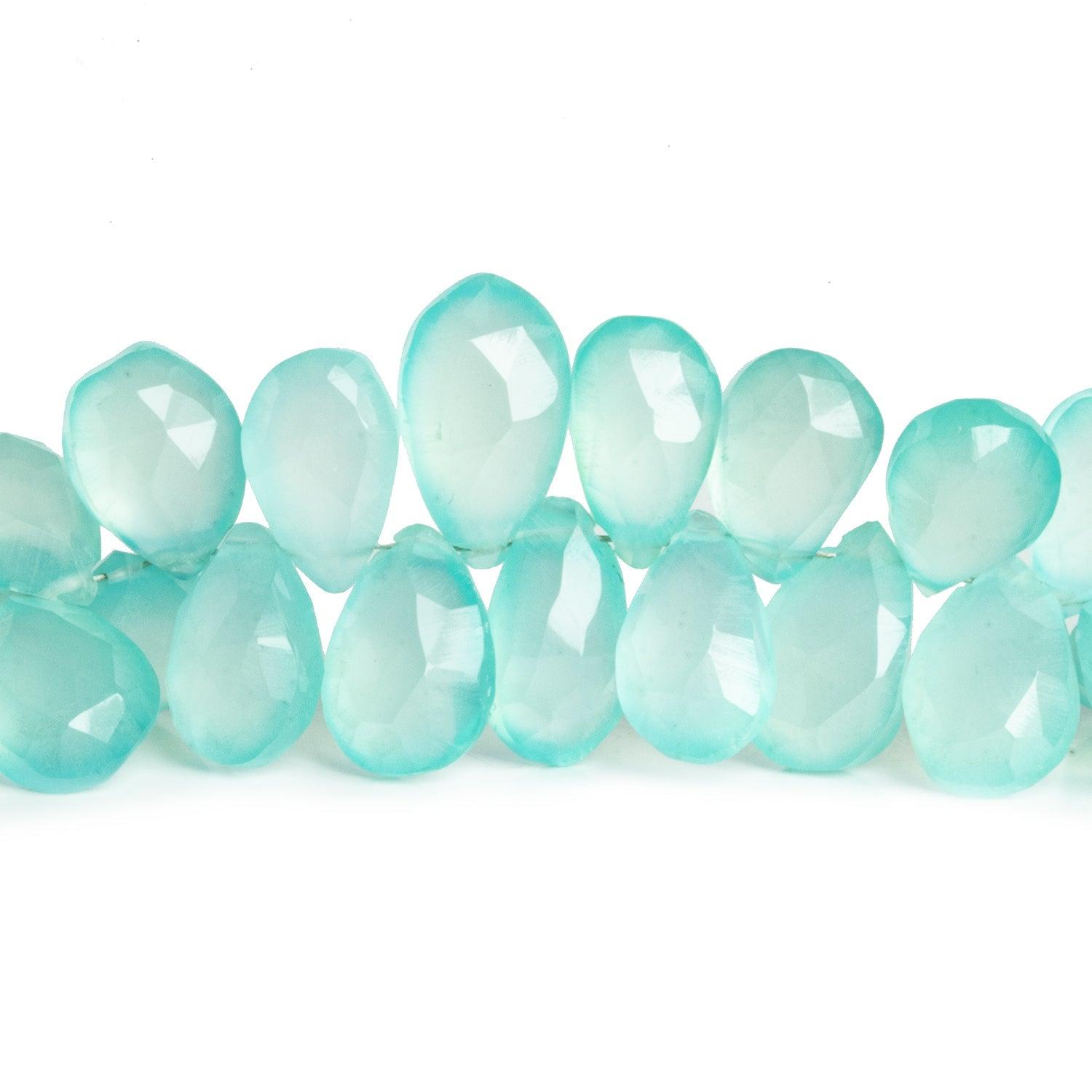 11x8mm Seafoam Chalcedony Faceted Pears 7.5 inch 60 beads - The Bead Traders