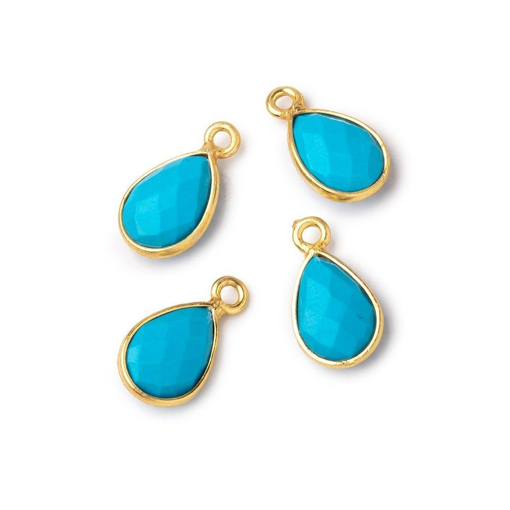 11x8mm Vermeil Bezel Howlite Faceted Pear Pendants Set of 4 - The Bead Traders