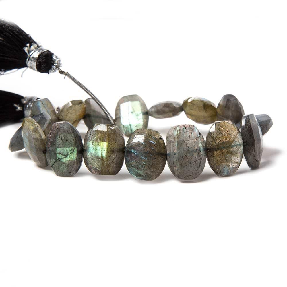 11x9-13x10mm Labradorite side drilled Faceted Cushion Beads 7 inch 16 pieces - The Bead Traders