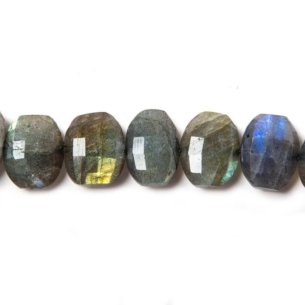 11x9-13x10mm Labradorite side drilled Faceted Cushion Beads 7 inch 16 pieces - The Bead Traders