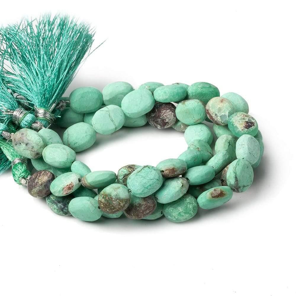 11x9-13x10mm Matte Chrysoprase & Matrix plain ovals 7.5 inch 15 beads A - The Bead Traders