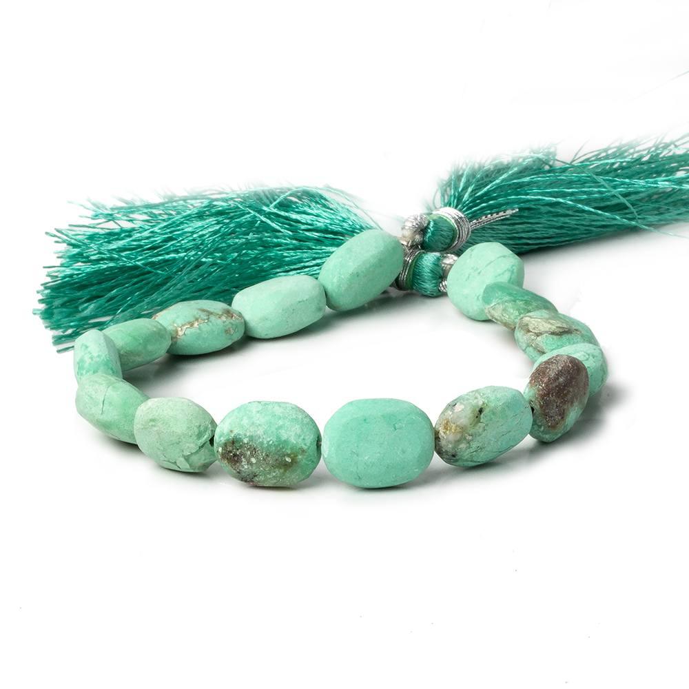 11x9-13x10mm Matte Chrysoprase & Matrix plain ovals 7.5 inch 15 beads A - The Bead Traders