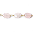 11x9-13x10mm Rose Quartz plain oval Gold Rosary Chain by the foot 15 beads - The Bead Traders