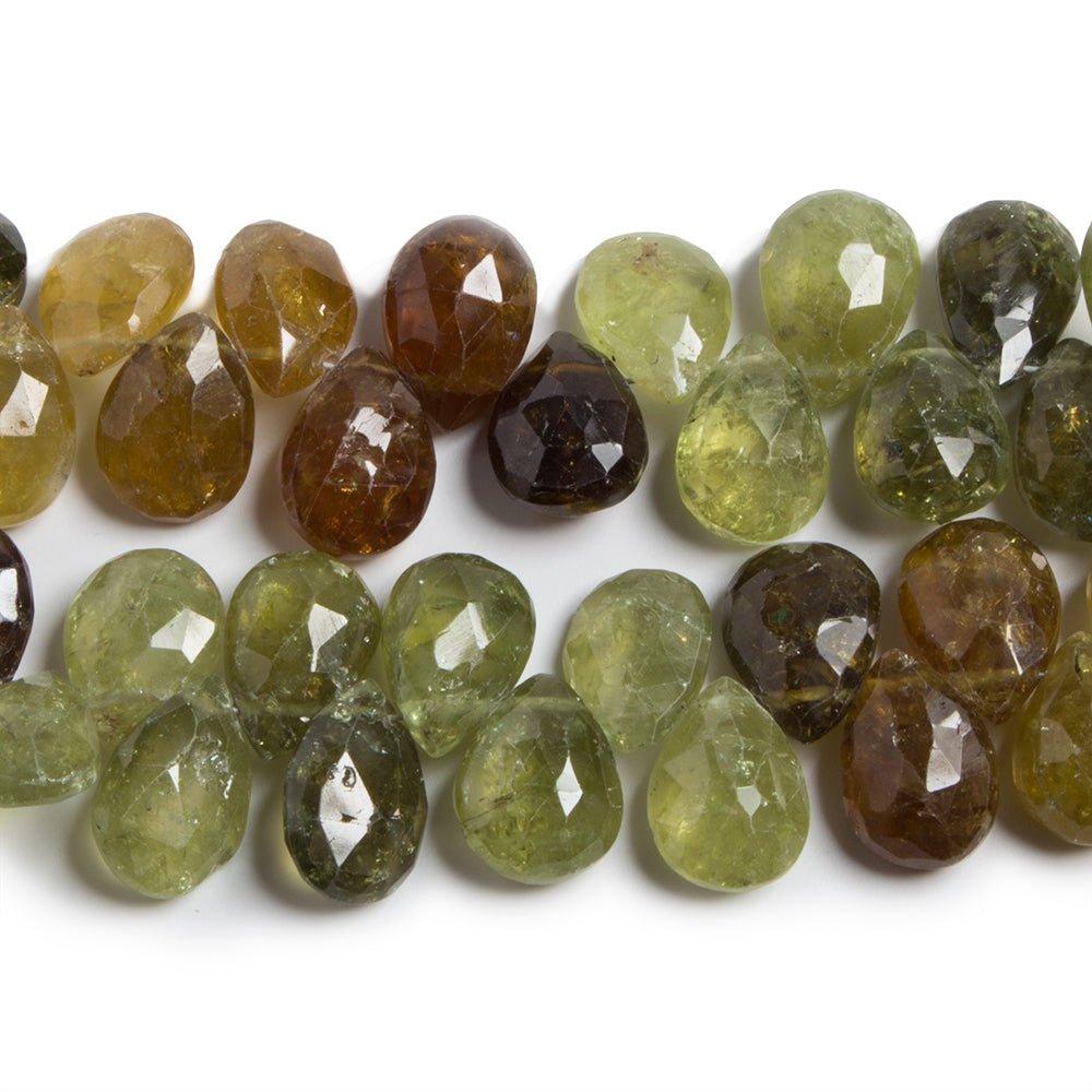 11x9-13x9mm Green Grossular Garnet Faceted Pear 7.5 inch - The Bead Traders