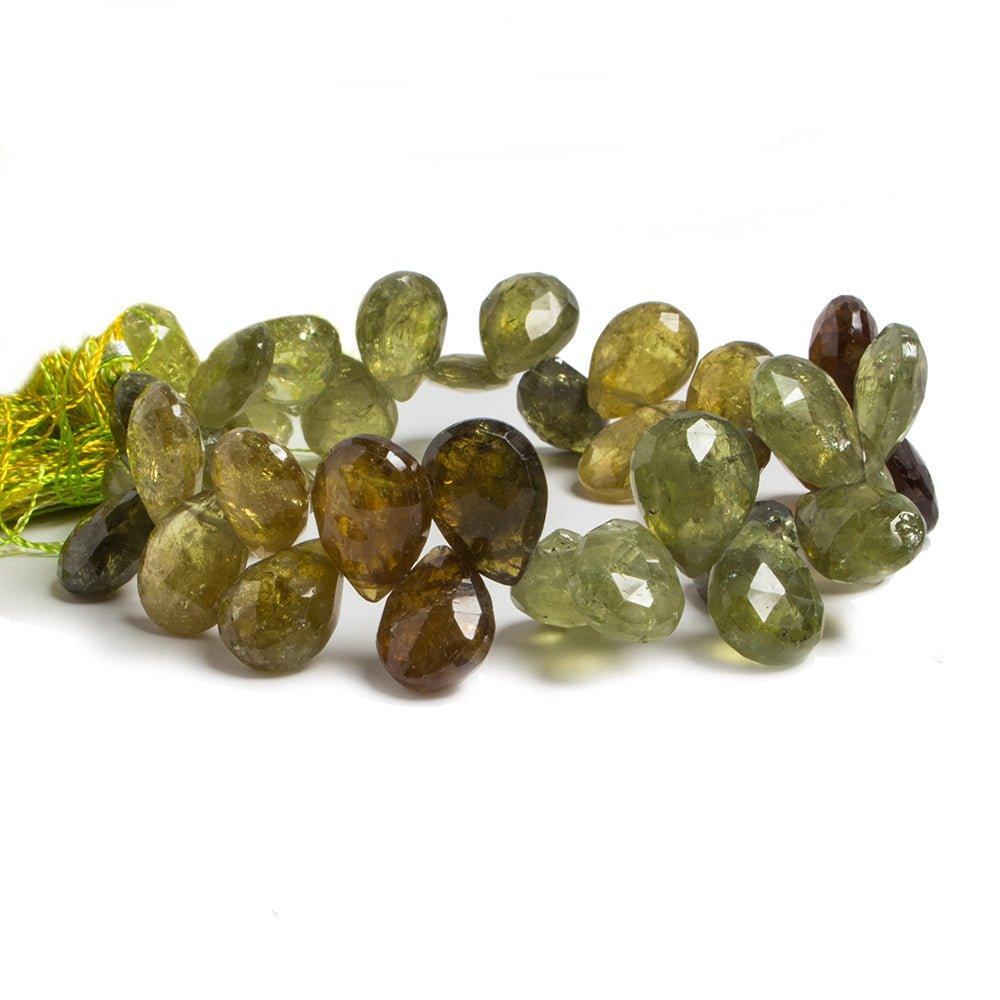 11x9-13x9mm Green Grossular Garnet Faceted Pear 7.5 inch - The Bead Traders