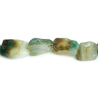 11x9-14x12mm Irish Green Agate Tumbled Hammer Faceted Rectangle Set of 2 - The Bead Traders