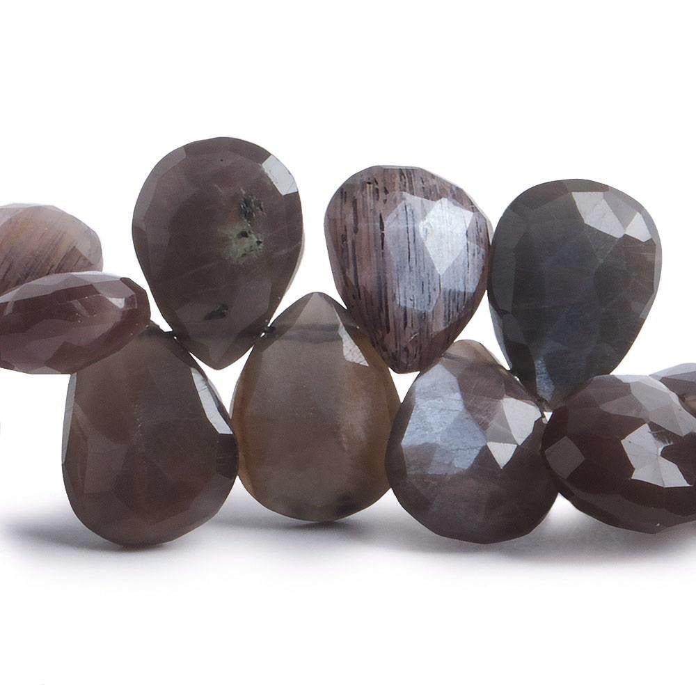 11x9-14x9mm Chocolate Brown Moonstone faceted pears 8 inch 40 beads - The Bead Traders