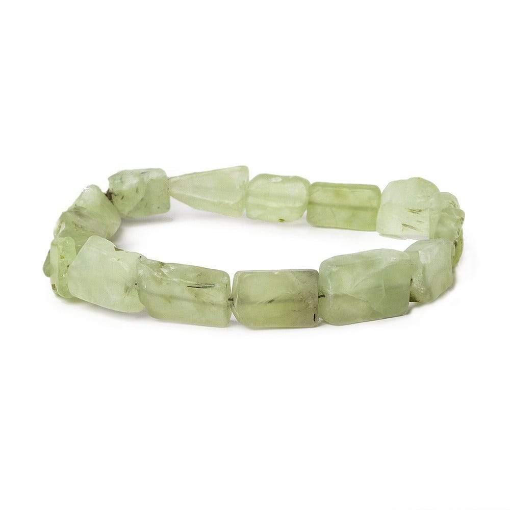 11x9-15x10mm Prehnite Beads Tumbled Hammer Faceted Rectangular 8 inch 16 pcs - The Bead Traders