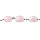 11x9-17x11mm Rose Quartz prism plain oval Black Gold Chain - 7ft lot - The Bead Traders