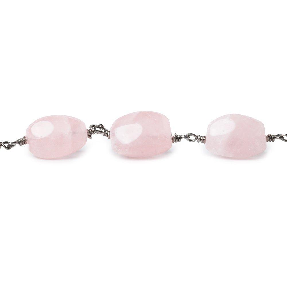 11x9-17x11mm Rose Quartz prism plain oval Black Gold Chain - 7ft lot - The Bead Traders