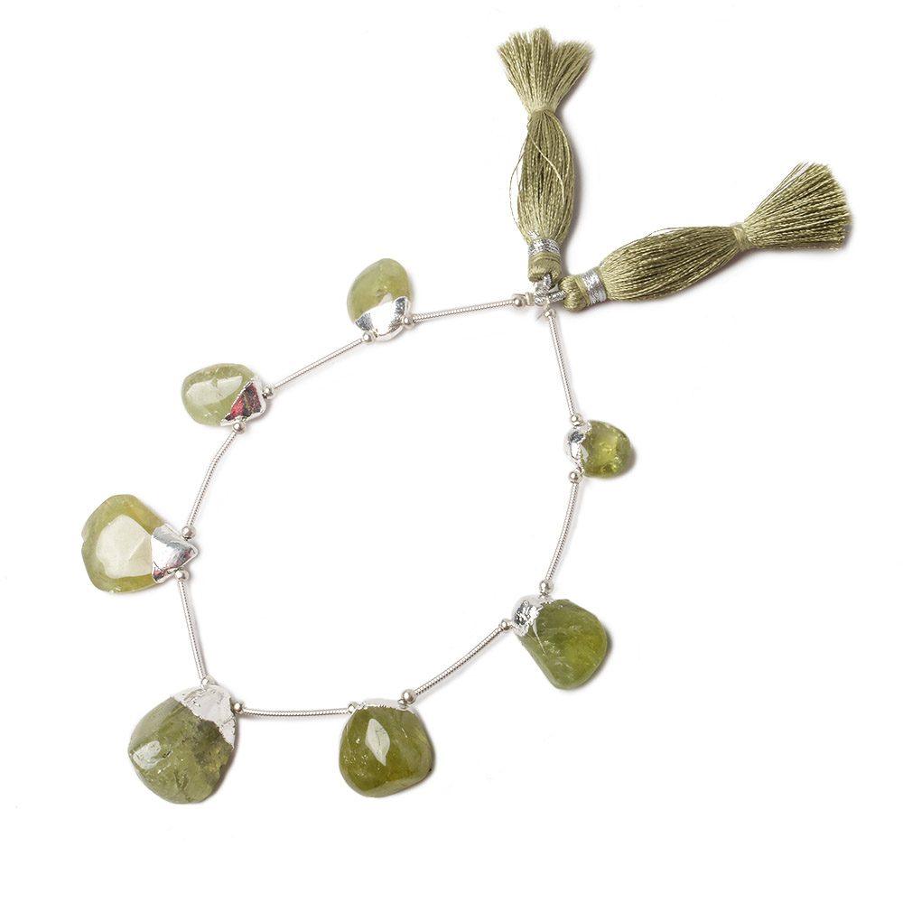11x9-19x16mm Silver Leafed Grossular Garnet Plain Nugget Focal Beads 8 inch 7 pieces - The Bead Traders