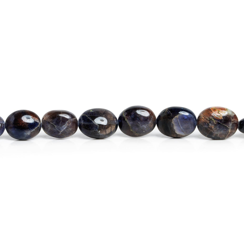 11x9mm Bloodshot Iolite Plain Ovals 15 inch 32 beads - The Bead Traders