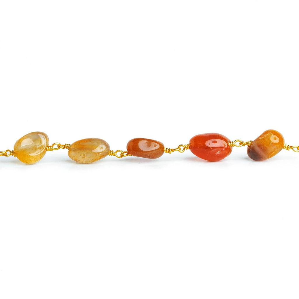 11x9mm Carnelian Nugget Gold Chain 19 beads - The Bead Traders