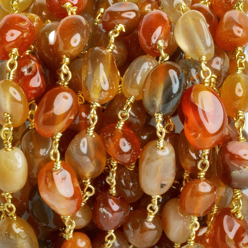 11x9mm Carnelian Nugget Gold Chain 19 beads - The Bead Traders