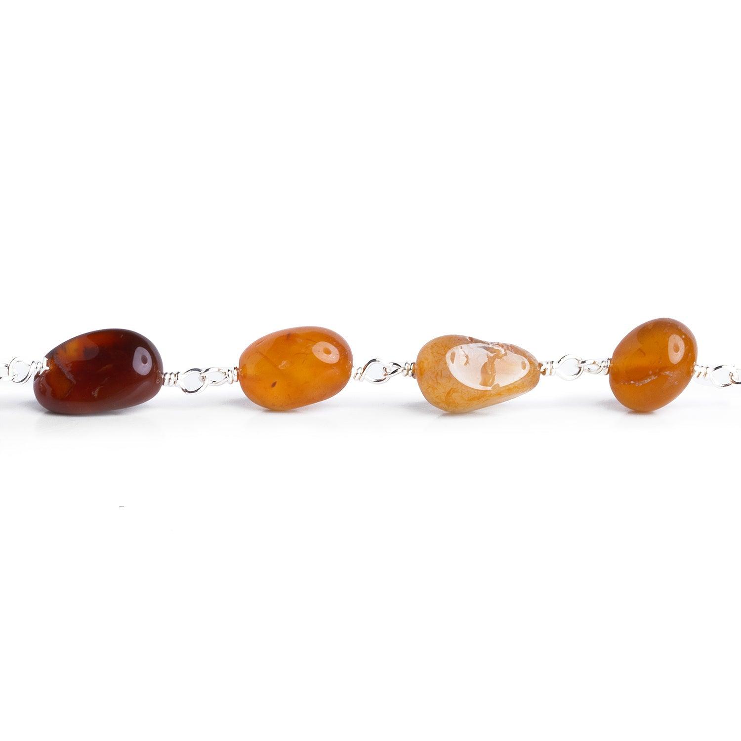 11x9mm Carnelian Nugget Silver Chain 19 beads - The Bead Traders