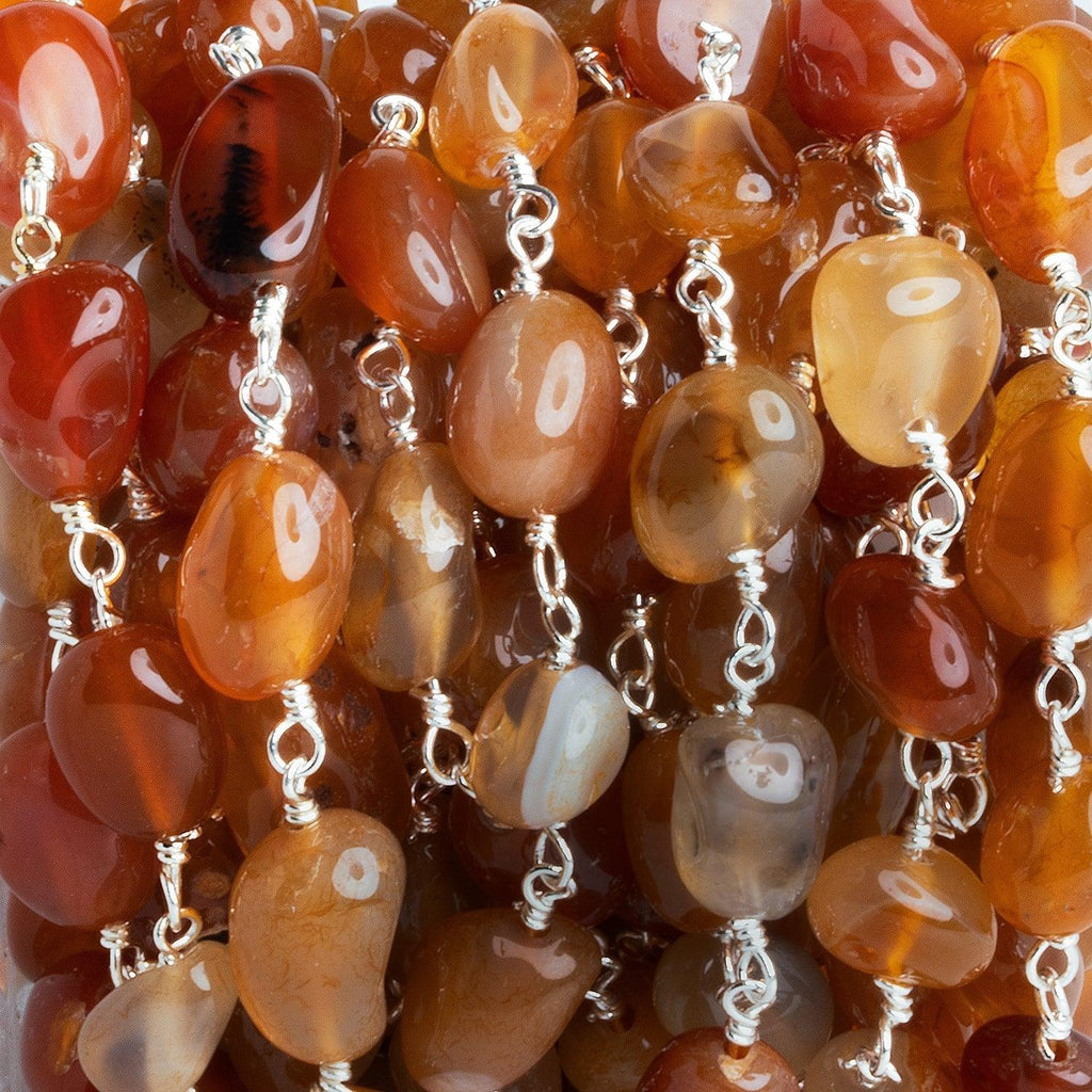 11x9mm Carnelian Nugget Silver Chain 19 beads - The Bead Traders