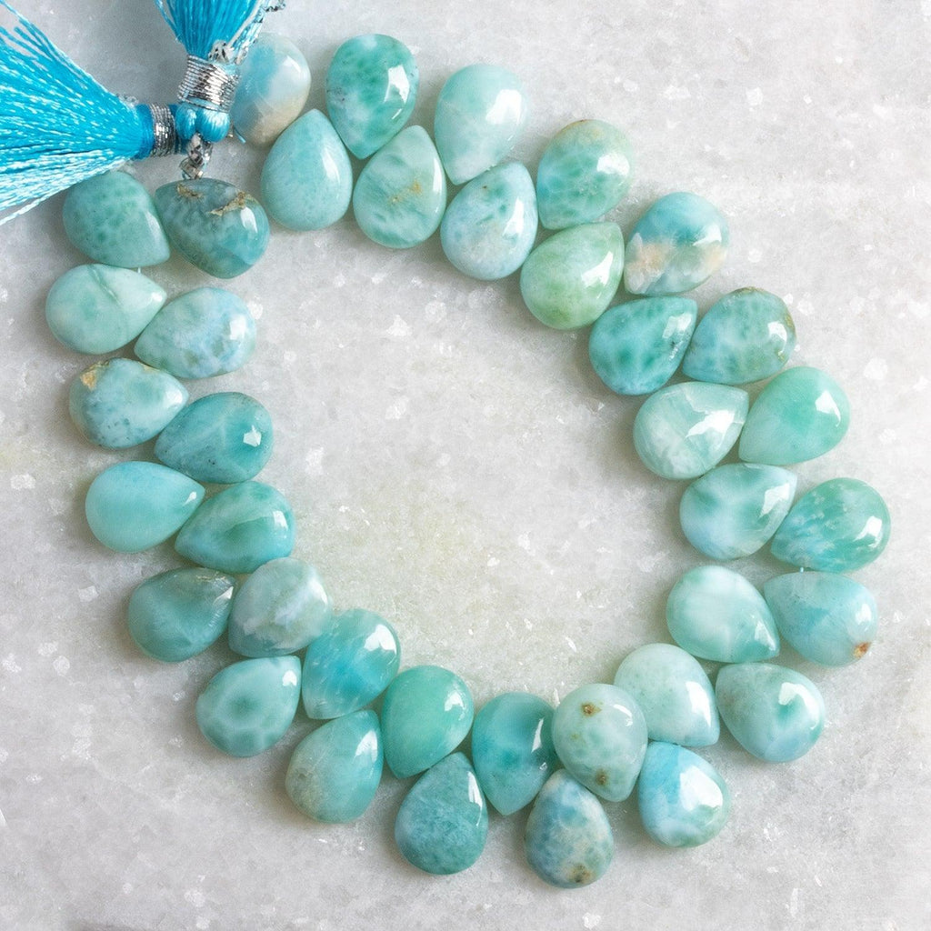 11x9mm Larimar Plain Pears 7.5 inch 38 beads - The Bead Traders