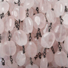11x9mm Rose Quartz plain oval nugget Black Gold plated Chain by the foot 17 pieces - The Bead Traders