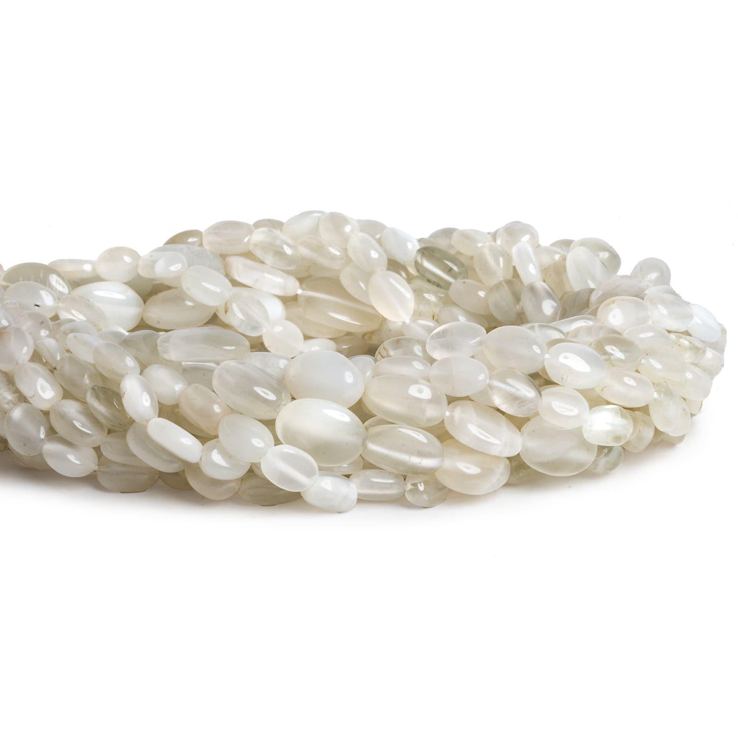11x9mm White Moonstone Plain Ovals 14 inch 32 beads - The Bead Traders